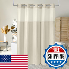 Ecoehoe 71W X86H Fabric Hook Shower Curtain Long Polyester Magnet Snap-In