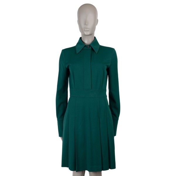 74424 authentisches VVB Victoria Beckham grün Viskose Plissee Shirt Kleid UK 8 XS