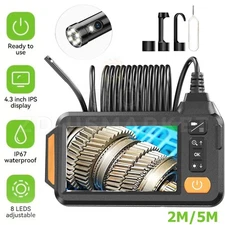 Industrial Dual Lens Endoscope 4.3 IPS 1080P HD 2/5M Borescope Waterproof Camera
