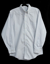 Brooks Brothers Men's Classic Shirt Button-Up Plaid Blue Pocket Size 15 1/2-33