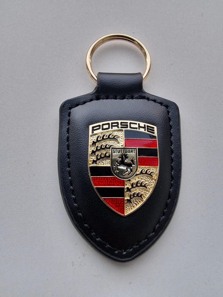 Porsche Leather Crest Car Keyring Keychain Black 911 GT3 Turbo