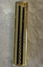 Vintage Ronson Goldtone Ultra Slim Lighter Engraved Roses Works