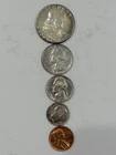 1961 Silver Coin Year Set - Franklin Half Dollar, Quarter, Dime, Nickel & Penny