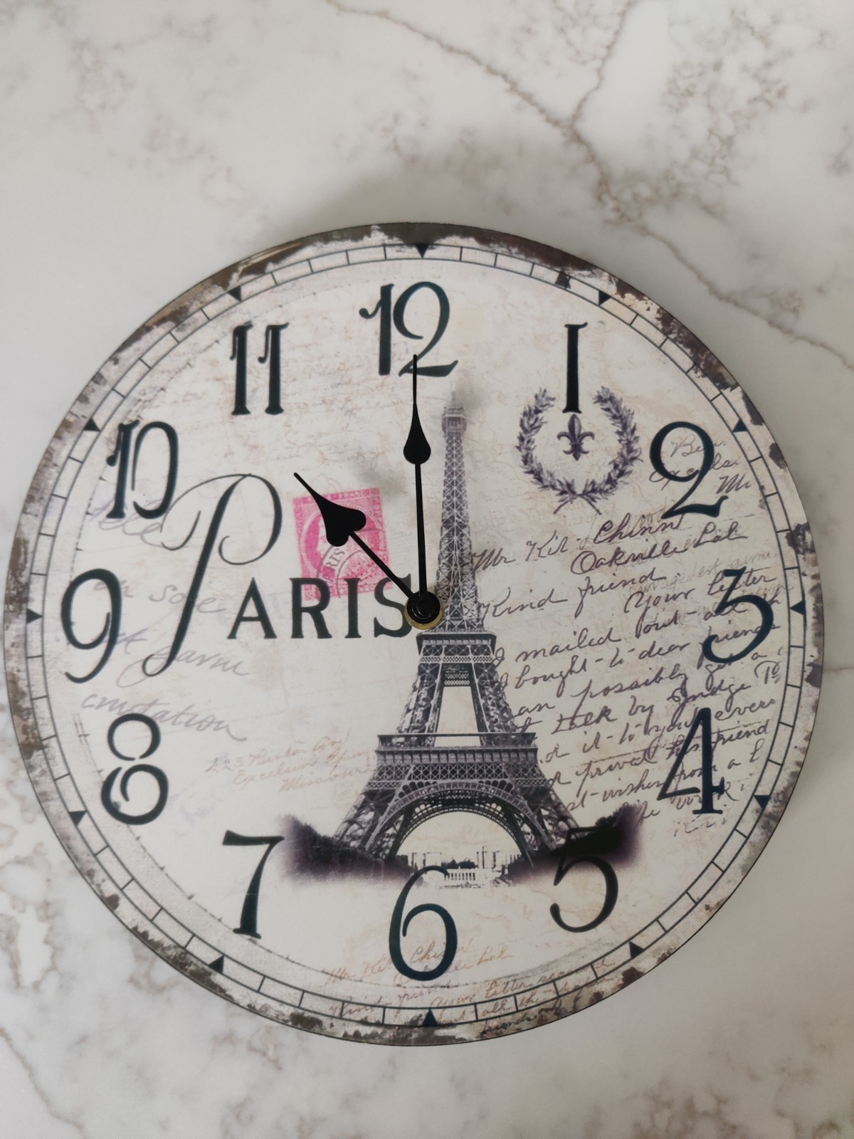 Wall Clock 12 Inch Paris Eifel Tower
