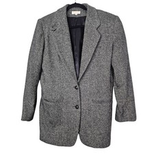 Vintage Brooks Brothers Womens 10 Wool Herringbone Tweed Blazer 2 Button Classic