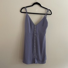 Urban Outfitters Women M Lavender Strappy Back V-Neck Button Front Slip Dress
