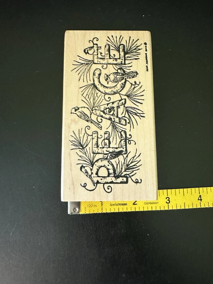 Sello de goma Northwoods Peace sentimiento de Navidad cardenal azul Jay Chickadee Foto 4 de 4