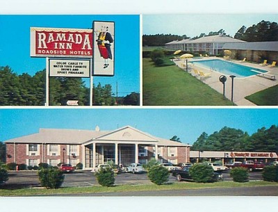 Unused Pre-1980 OLD CARS & RAMADA INN MOTEL Florence South Carolina SC s6976
