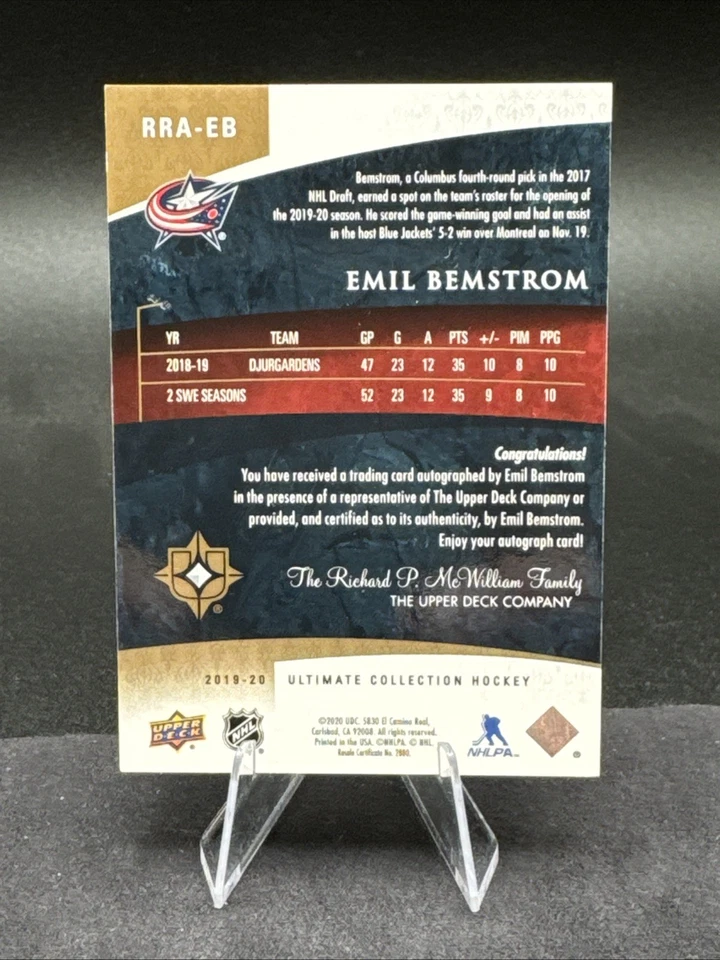 2019-20 UD Ultimate Collection - Retro Autographs Tier 1 Emil Bemstrom /225 - Image 2 of 2