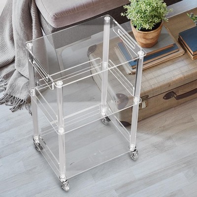 yabymy Klar Acryl Beistelltisch mit Verriegelung Medium, Transparent 