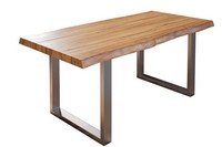 Esstisch Baumkante Massiv Akazie Naturfarben 280X100 U-Gestell Silber Utrecht