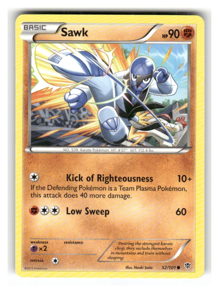 Sawk 52/101 Common Plasma Blast Pokemon Lightly Played
