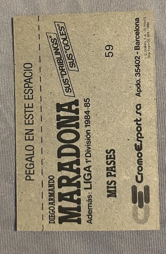 CromoEsport Sus Driblings Sus Goles 1984 Liga 1a División Diego Maradona #59 Foto 2 de 2