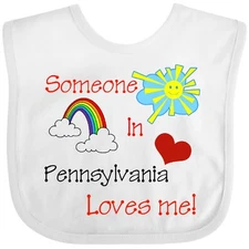 Inktastic Someone In Pennsylvania Loves Me! Baby Bib Love Rainbow Sunshine Heart
