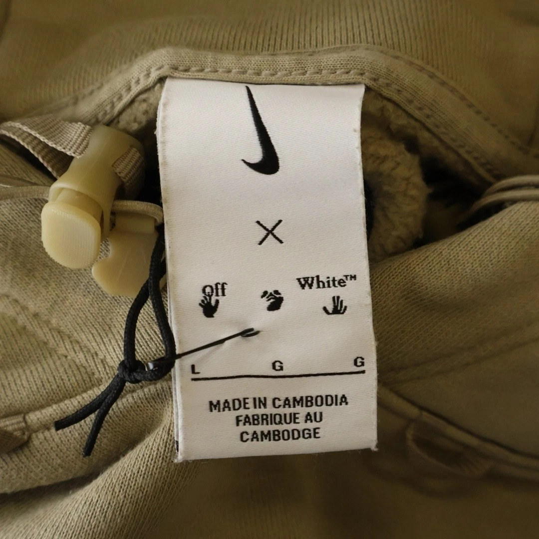 NIKE XOFF WHITE AS M NRG FLC FELPA CON CAPPUCCIO Off White logo ricamato felpa usata a