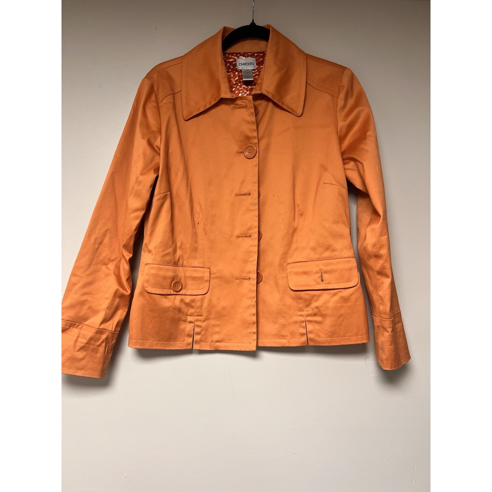Chicos Orange Button Front Blazer Jacket Women Si… - image 1