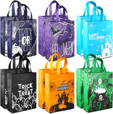 12PCS Halloween Trick or Treat Bags, Non-Woven Large Gift Tote Bags with Handles