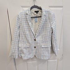 NWT Ann Taylor Blue And White Windowpane Blazer