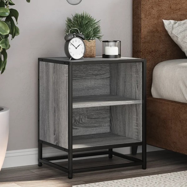 Nachttisch-Set 2Er Grau Sonoma Holz Metall 40X31X50 Cm-image