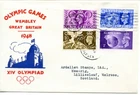 1948 OLYMPIC GAMES GREAT BRITAIN GEORGE 6th ILLUS. FDC WEMBLEY RINGS SLOGAN VGC