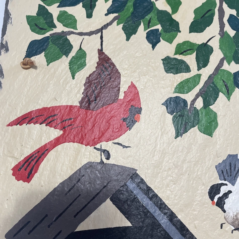 Letrero de bienvenida de cardenal de pizarra pintado a mano placa colgante decoración de pared decoración del hogar Foto 3 de 4