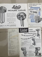 Lister Vintage Dairy Inchurn Cooler Appliances Brochures x 4 1950&rsquo;s & Price List