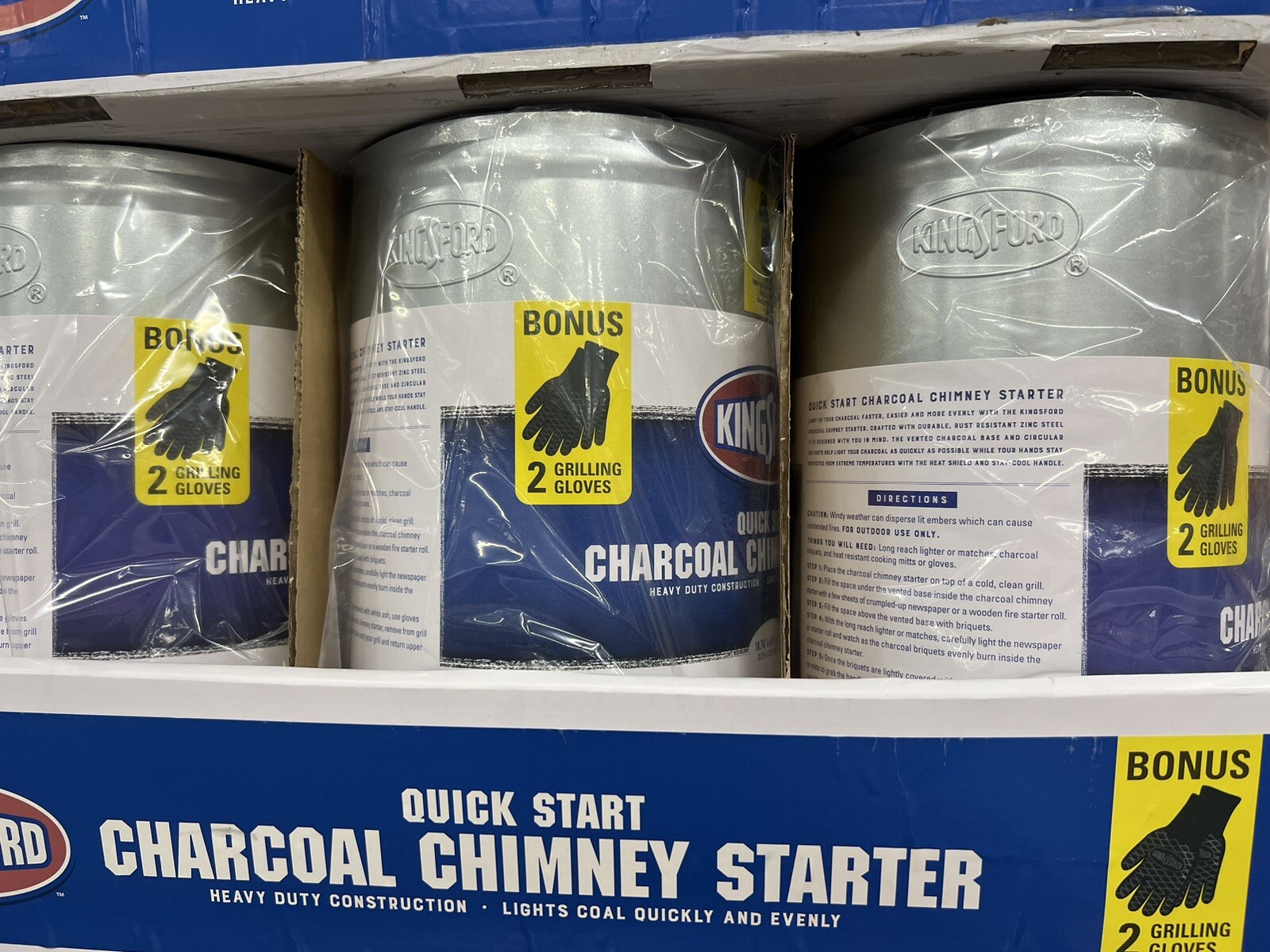 KINGSFORD DELUXE CHARCOAL CHIMNEY STARTER Quick Start Fire +Gloves BBQ