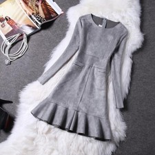 Women Dress Long Sleeve Bodycon Pencil Party Bandage “Size S” Dark Gray Tone