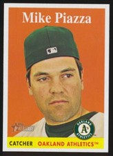 2007 Topps Heritage #192 Mike Piazza, Oakland Athletics, HOF.