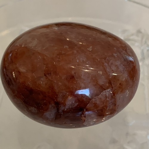2" RED FIRE QUARTZ Hematoid Crystal Polished Palm Stone Large Tumble Madagascar - Picture 2 of 11