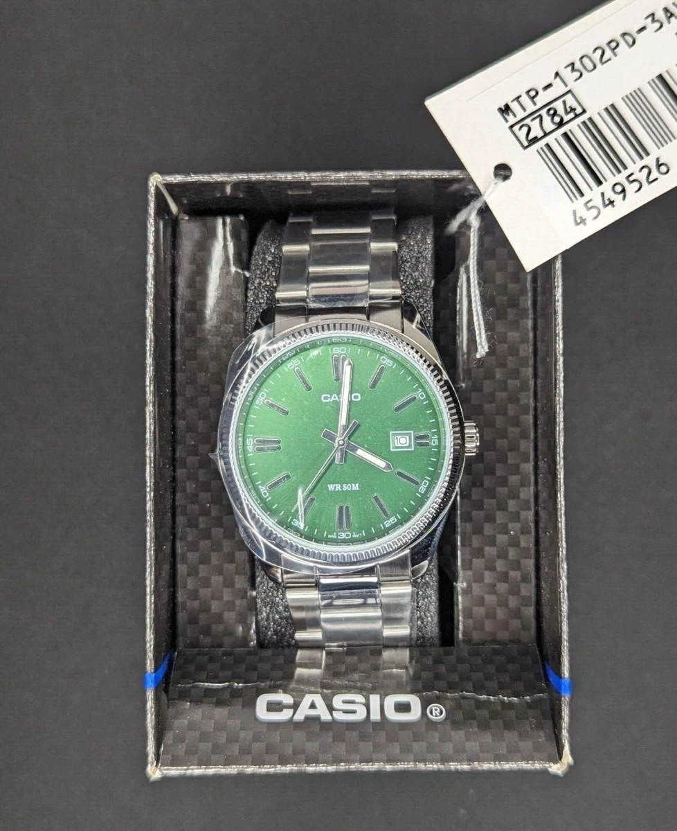 Casio Watch MTP-1302PD-3AVEF Stainless Steel Green Dial 39 mm