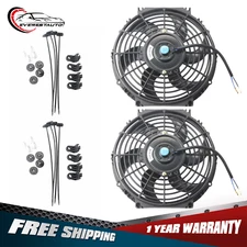 2PCS 10in Universal Slim Fan Push Pull Electric Radiator Cooling 12V Mount Kit