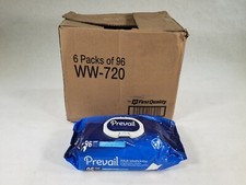 PREVAIL Adult Washcloths 8x12 inch 96ct Softpack - LOT OF 6 PACKS - 576 WIPES
