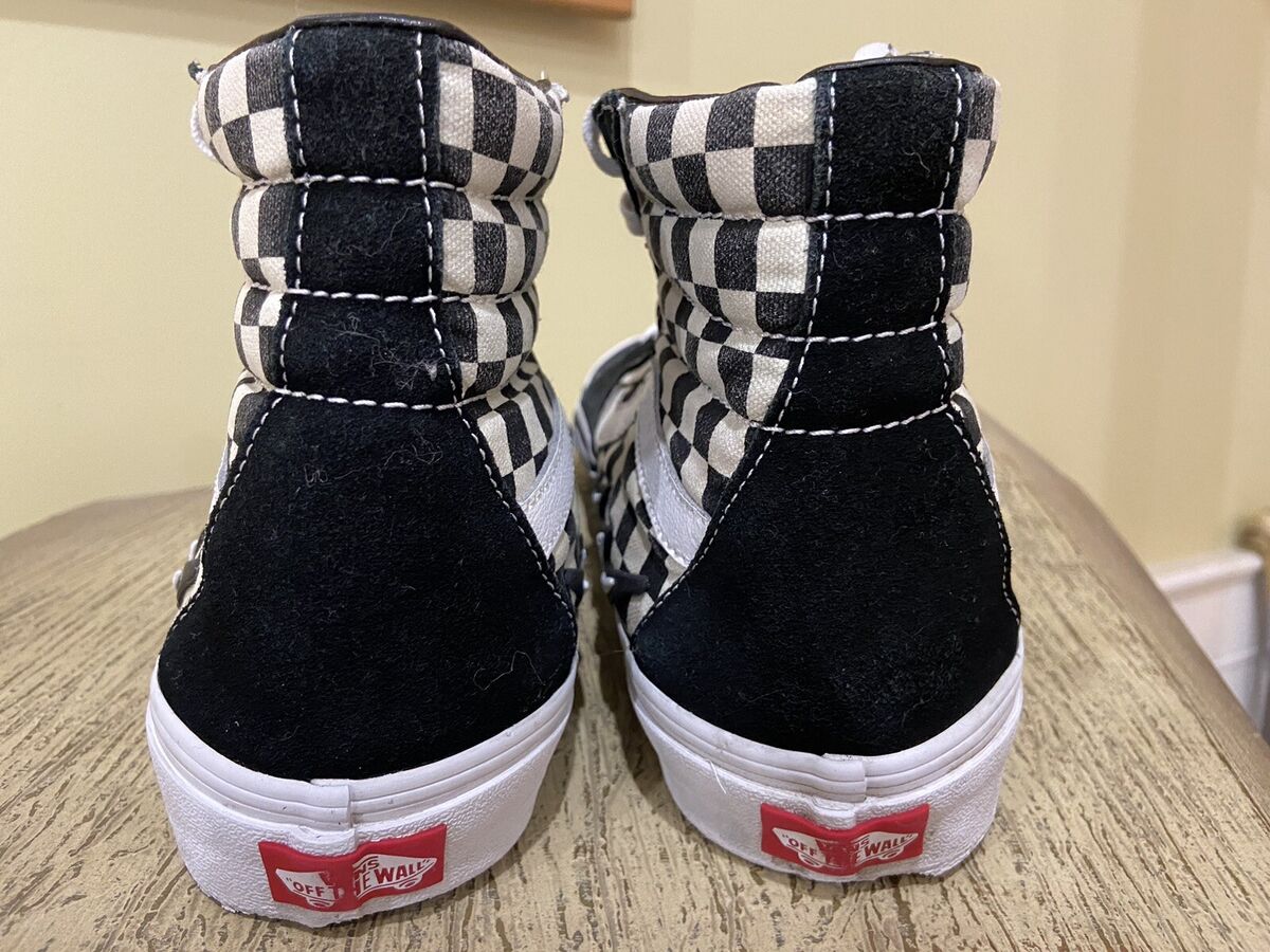 Vans Sk8 Hi White Black Lightning Bolt Checkered Men's 11 Vans Sk8 Hi White Black Lightning Bolt Checkered Men's 11