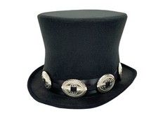 ROCK STAR PLAIN TOP HAT CONCHO LEATHER BAND VICTORIAN MAD HATTER USA MADE
