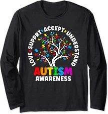 Autism Love Accept Support Autistic Autism Awareness Long Sleeve T-Shirt