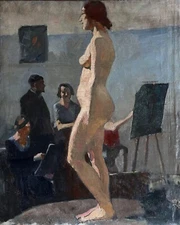 Portrait Painting Woman Nude Model Professor Beaux Arts Jean Terles Art Deco