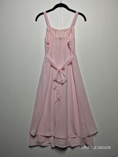 Children's Concepts Tank Top Dress Girls 10 Peach Sheer Back Zip Belted Waist - Picture 2 of 11