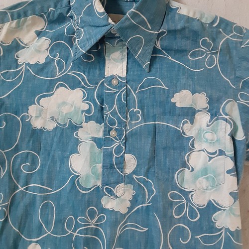 Vtg Cooke Street Hawaiian 3 Button Placket Shirt Mens Medium Blue Floral SS USA - Picture 5 of 8