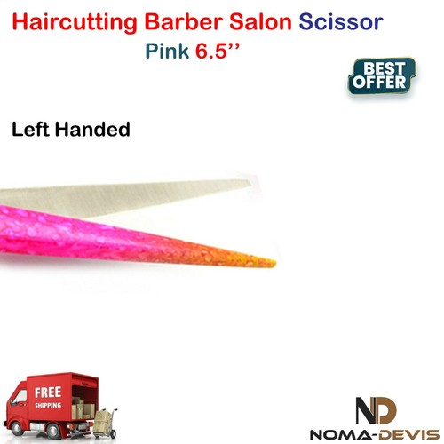 Barber Scissor Pink color 6.5 Inch Left Handed For Hairdressing Scissor BEADEN® - Picture 4 of 5