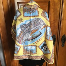 Vintage World Traveler Scarf Italy Venezia Souvenir Large 30" Square Polyester