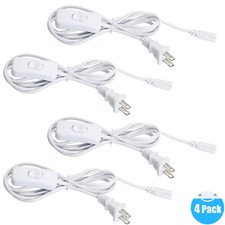 4Pcs 6FT US plug Power Cord Cable Wire Switch for T8 4' 8' LED Tube Shop Lights