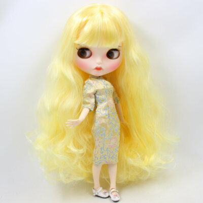 12'' Factory blythe 1/6 BJD gold Long hair New matte face Carved lips Joint body