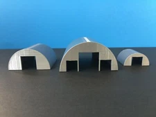 (3) QUONSET Building Set - N Scale 1:160 Small Med Large Military Farm Cluster