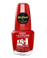 L.A. Colors Craze Gel Glow Glows in Black Light Nail Polish Vampire Red