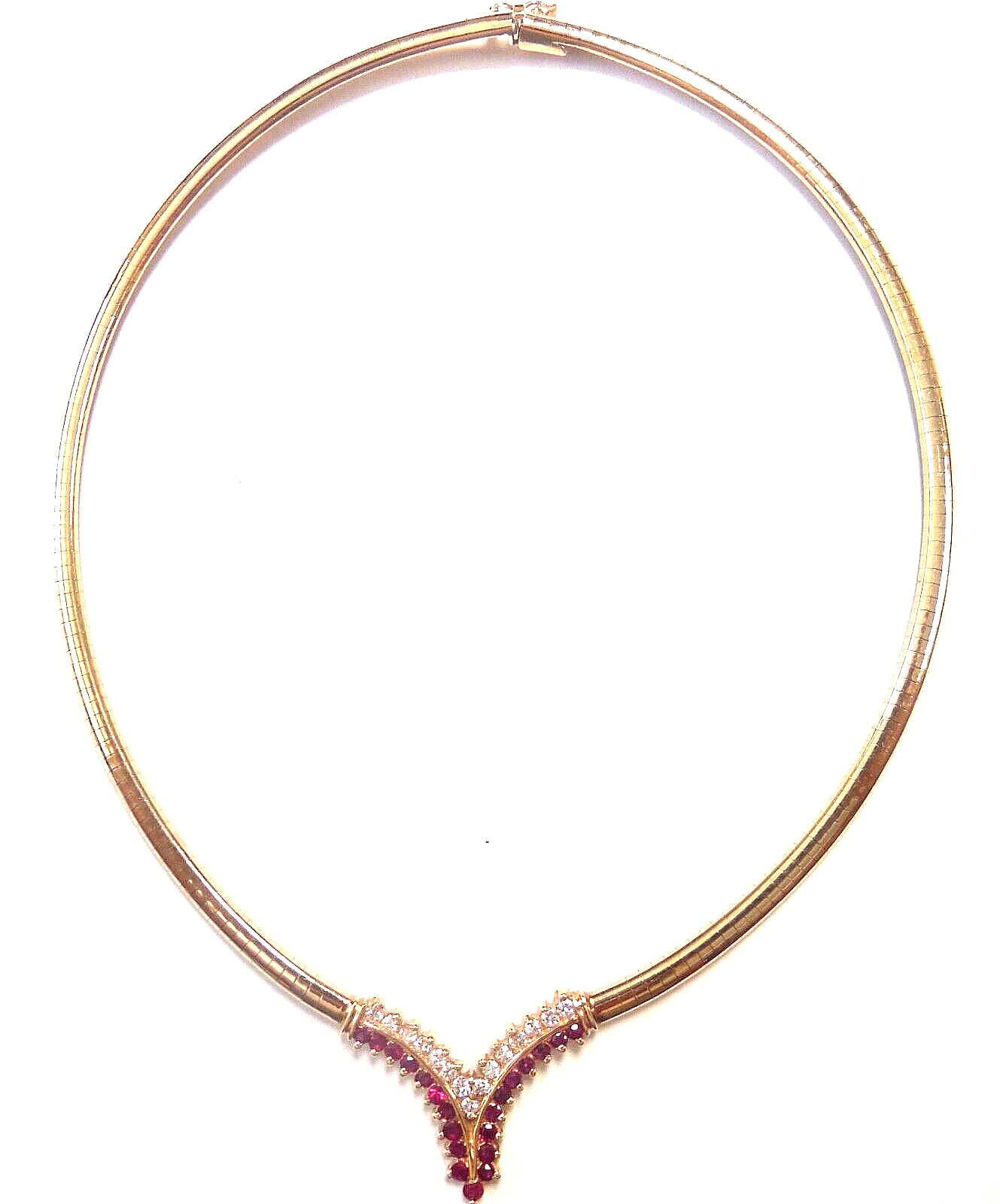 Ruby And Diamond Set, 14K Solid Yellow Gold Omega… - image 9