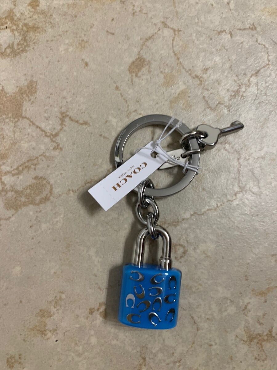 キーホルダー・キーリング Coach Keyfobs Keychain - Coach - Acetate - Silver Coach Key Chain Fob Blue Lock And Key With Silver NWT Last