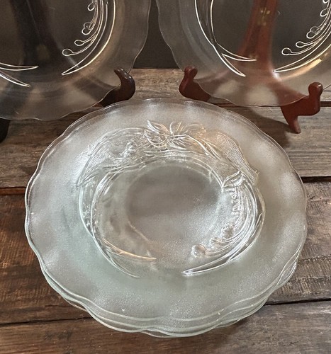 (8) Piatti vintage Kig vetro trasparente bacche floreali struttura inferiore Malesia - Foto 6 di 11