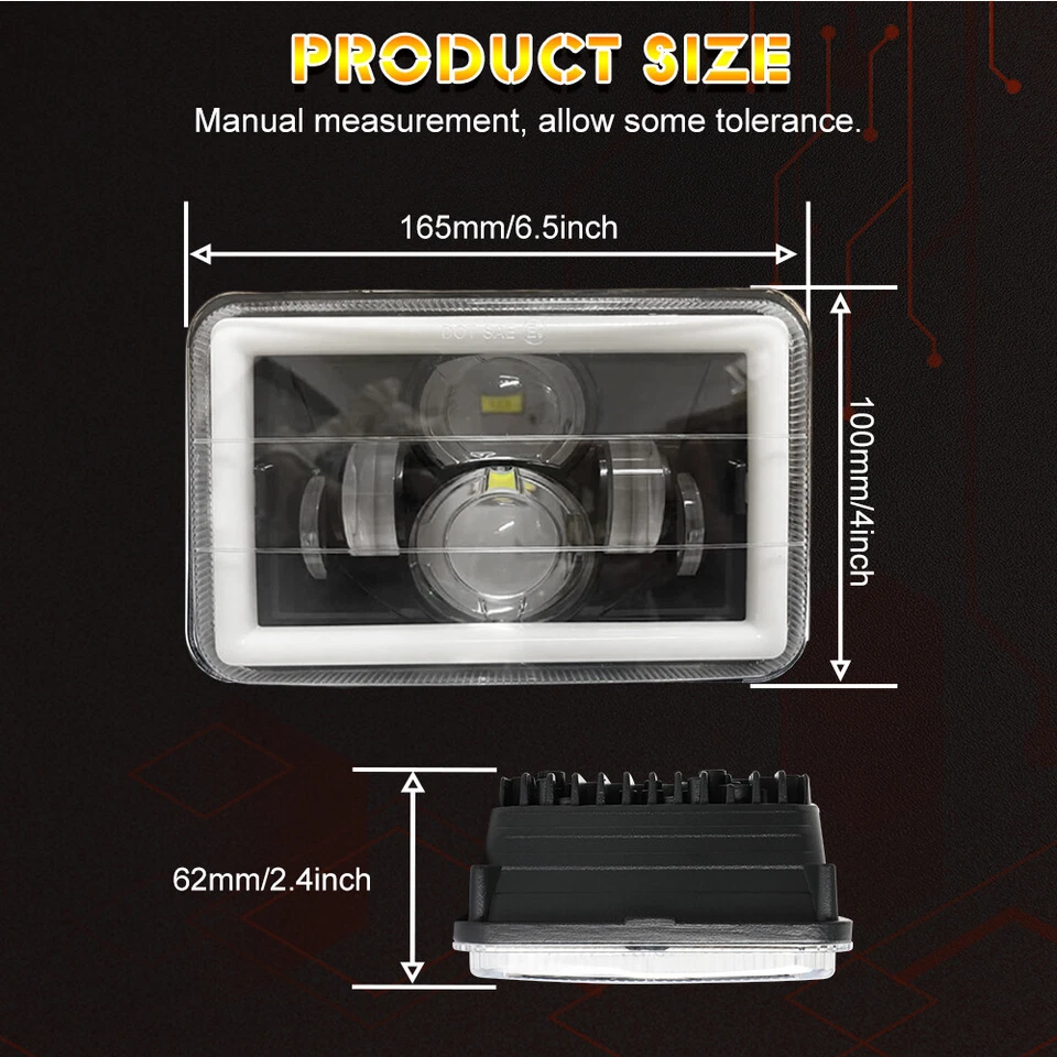 Faros LED Fit 2002-2022 Fit Western Star 4900SA 4900SB más brillantes 4 piezas 4x6" Foto 4 de 4
