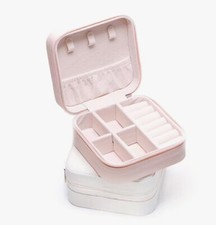 PU Leather Small Jewelry Box Portable Travel Ornaments Storage Case PINK NIP